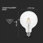 V-TAC VT-214423 LED Крушка 10W Filament E27 G125 4000K