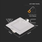 V-TAC VT-214865 6W LED Premium Панел Квадрат 6400K