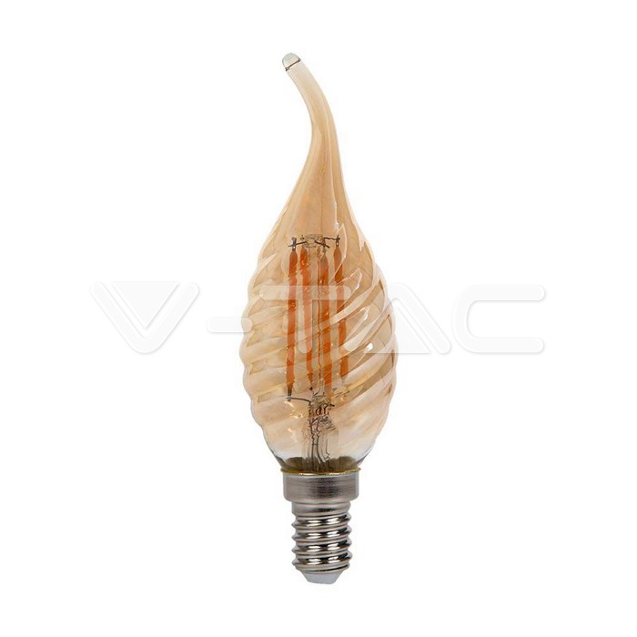 217116.jpg V-TAC VT-217116 LED Крушка 4W Filament E14 Кендъл Амбър Спирала Плам 2200K