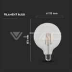 V-TAC VT-217454 LED Крушка 12W Filament E27 G125 4000K