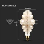 V-TAC VT-217465 LED Крушка 8W Filament E27 S200 Димиращ Двойно опушен 1800K