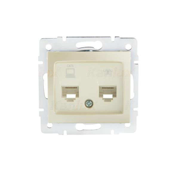 24994.jpg Kanlux 24994 Компютърно-телефонно гнездо (RJ45 Cat 6+RJ11) DOMO