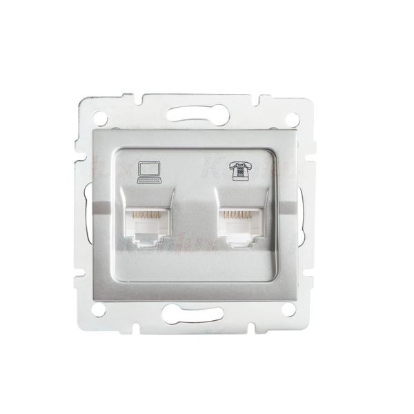 25230.jpg Kanlux 25230 Компютърно-телефонно гнездо (RJ45 Cat 5e+RJ11) LOGI