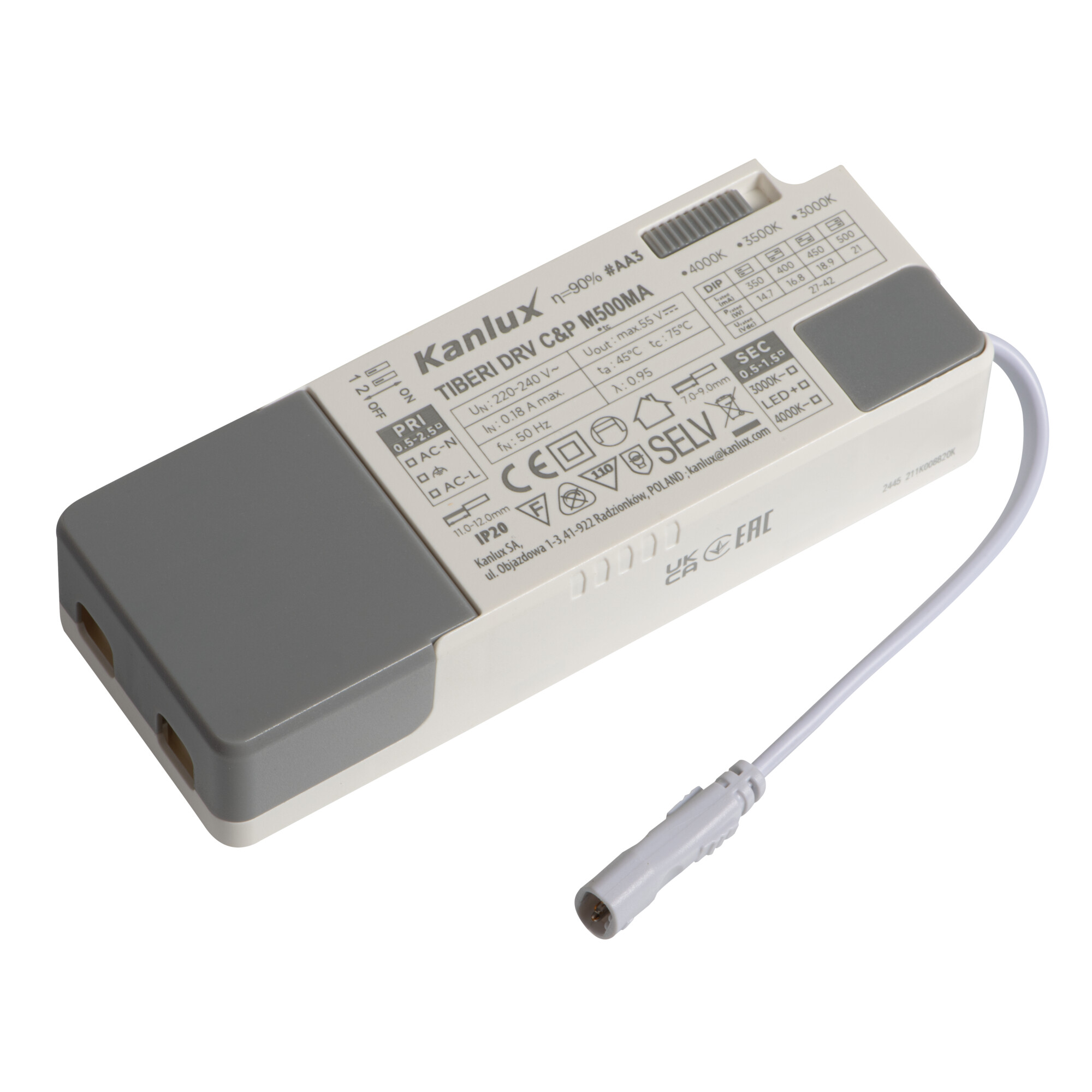 26384.jpg Kanlux 26384 Захранващо устройство за LED TIBERI CCT DRIVER TIBERI DRV C&P M500MA