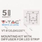 V-TAC VT-2871 Монтажен Кит с Дифузер за LED Лента Алуминиев 2000x50x35мм Вграждане Мат