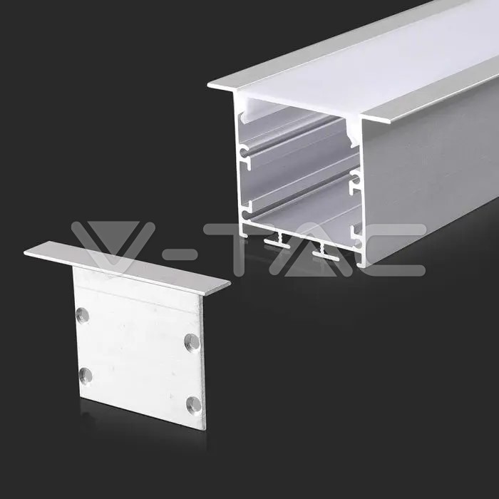 2871.jpg V-TAC VT-2871 Монтажен Кит с Дифузер за LED Лента Алуминиев 2000x50x35мм Вграждане Мат