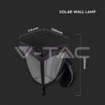 V-TAC VT-2892 2W LED Соларна Стенна Лампа Черен Мат 3000К+6000К