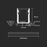 V-TAC VT-2903 Монтажен Кит с Дифузер за LED Лента 2000x7.8x9мм