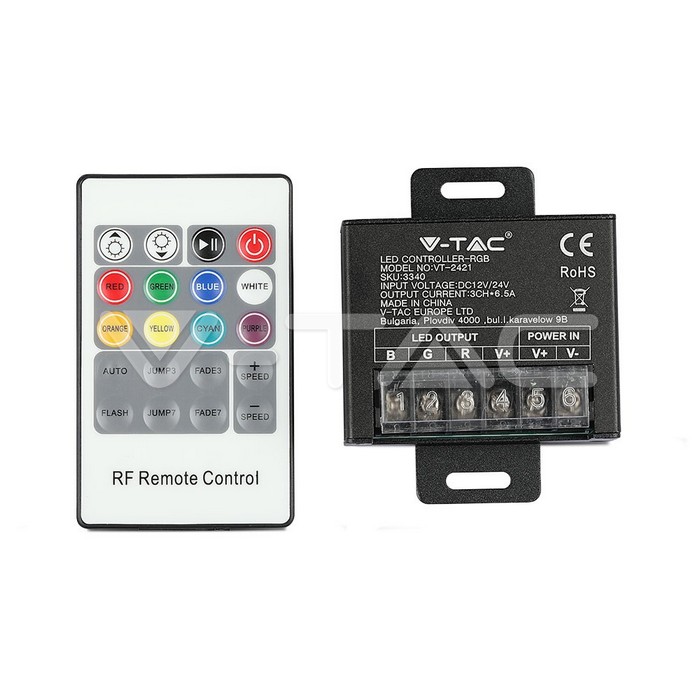 3340.jpg V-TAC VT-3340 LED RGB Контролер RF Дистанционно Управление 20 бутона Малко