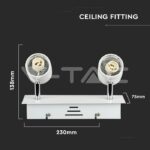 V-TAC VT-3618 2 x GU10 Корпус Луна Релсов Монтаж Бял