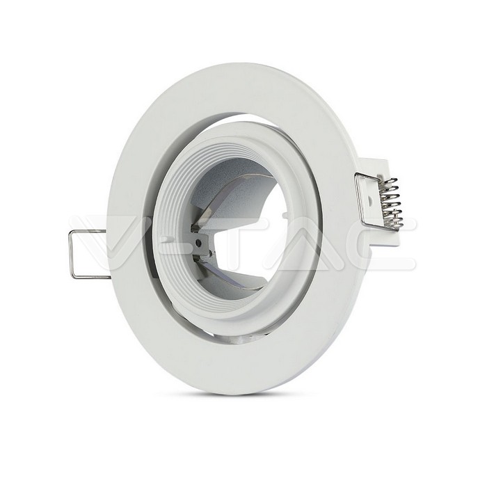 3689.jpg V-TAC VT-3689 GU10 Корпус Луна Кръг Бяло Тяло Променлив Ъгъл