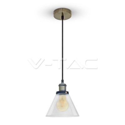 V-TAC VT-3738 Стъклен Пендел Светло Прозрачен Ф180