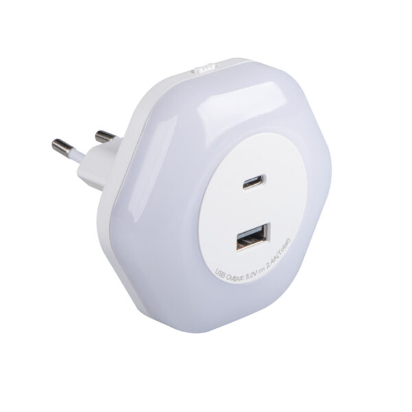 Kanlux 37397 Щепселна лампа LED BOLA LED 2xUSB WW W