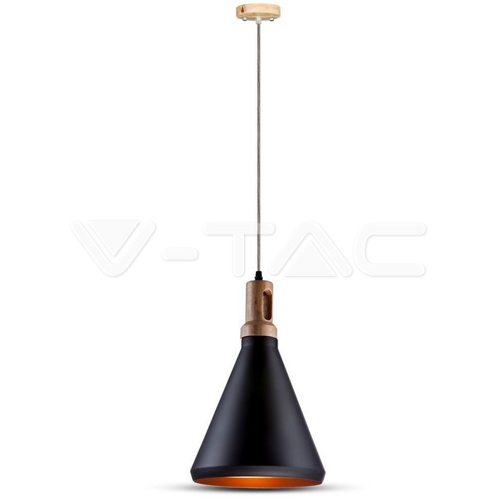3762.jpg V-TAC VT-3762 Пендел Черна Шапка Основа Дърво Голям Ф250