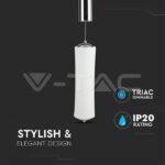 V-TAC VT-3980 18W LED Пендел Димиращ Бял 3000K