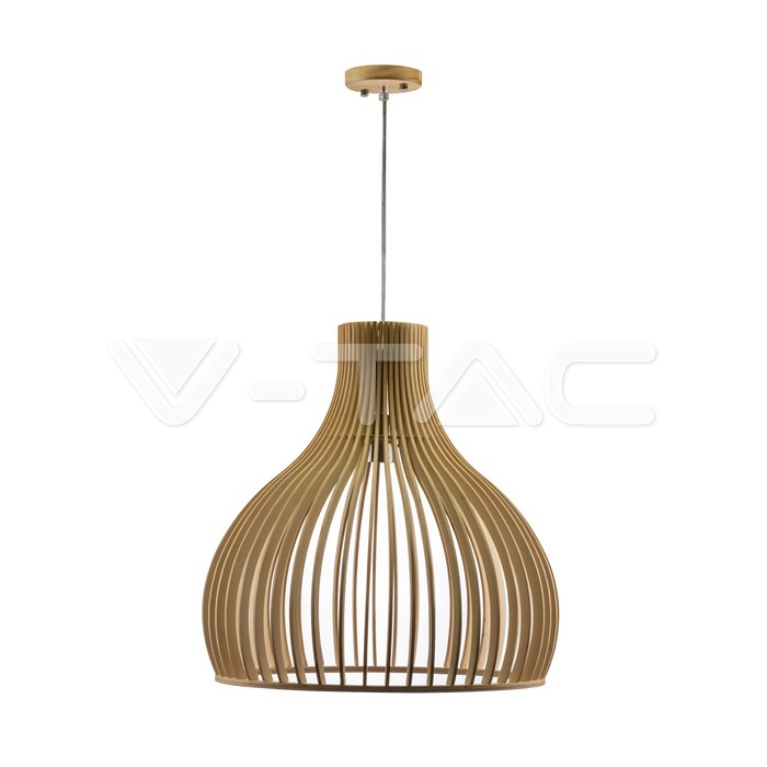 40551.jpg V-TAC VT-40551 Дървен Пендел E27 Дърво Конус D450 x H450мм