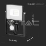 V-TAC VT-436 10W LED Прожектор Сензор SAMSUNG Чип Черно Тяло 3000K