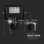 V-TAC VT-436 10W LED Прожектор Сензор SAMSUNG Чип Черно Тяло 3000K