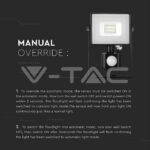 V-TAC VT-436 10W LED Прожектор Сензор SAMSUNG Чип Черно Тяло 3000K