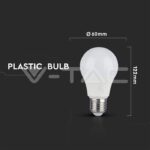 V-TAC VT-4449 LED Крушка 9W E27 A60 Термо Пластик 3Степенно Димиране Бяла Светлина