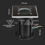 V-TAC VT-7516 Тяло за Вграждане В Земя Сатен Никел Квадрат Черен GU10 IP65