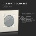 V-TAC VT-7516 Тяло за Вграждане В Земя Сатен Никел Квадрат Черен GU10 IP65
