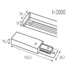 Kanlux 45891 Комплекти за еднофазна релсова система TEAR 1F SET 2M-W