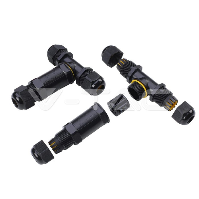 5978.jpg V-TAC VT-5978 Влагозащитен Конектор Черен 3х8-12мм IP68