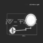 V-TAC VT-6628 3 LED Огледало за Стена 4 x AA Батерии Тяло Никел