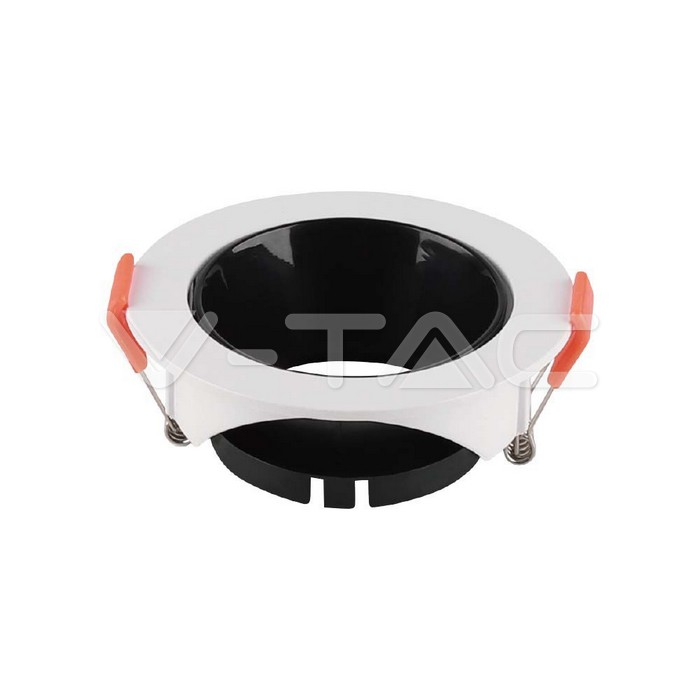 6645.jpg V-TAC VT-6645 GU10 Корпус Кръг Бяла Рамка с Черен Рефлектор