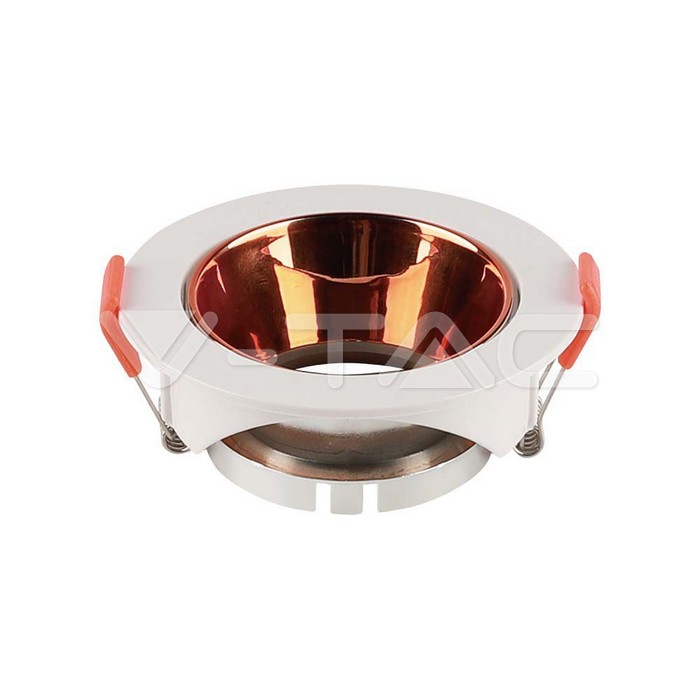 6649.jpg V-TAC VT-6649 GU10 Корпус Кръг Бяла Рамка с Розово Злато Рефлектор