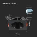 V-TAC VT-6652 GU10 Корпус Квадрат Черна Рамка с Черен Рефлектор