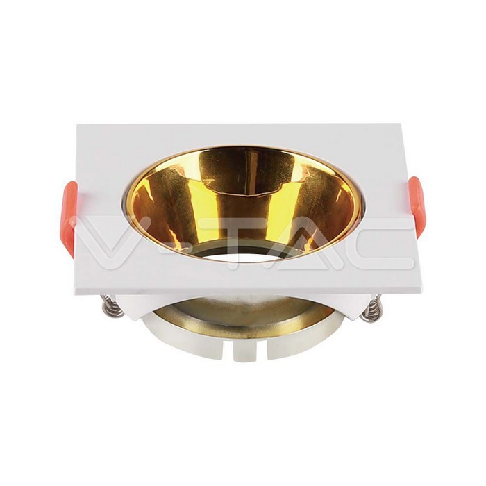 6654.jpg V-TAC VT-6654 GU10 Корпус Квадрат Бяла Рамка с Златен Рефлектор