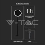 V-TAC VT-6668 3W LED Соларно Градински Тяло Черно Бяло Тяло 3000K 2бр.