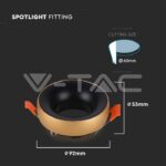V-TAC VT-6697 GU10 Корпус Златна Рамка + Черен Рефлектор