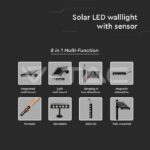 V-TAC VT-6850 8W LED Соларна Стенна Лампа 6400К