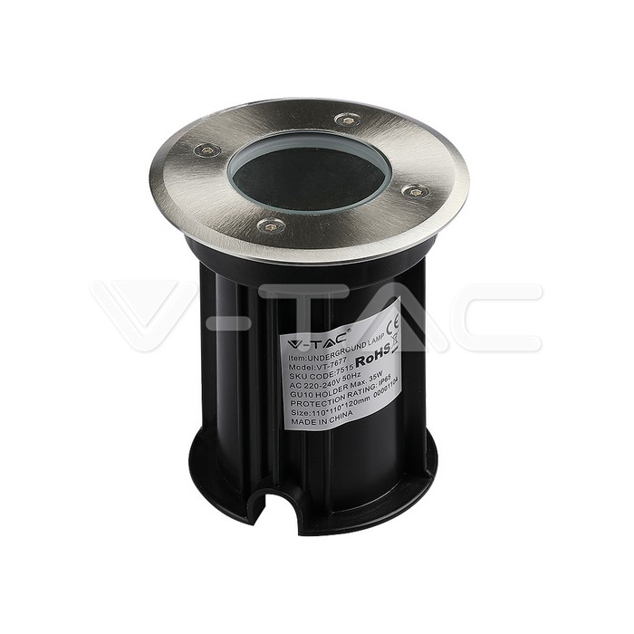 7515.jpg V-TAC VT-7515 Тяло за Вграждане В Земя Сатен Никел Кръг Черен GU10 IP65