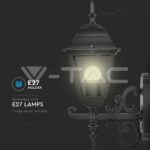 V-TAC VT-7519 Фенер за Стена Четиристен Черен Малък