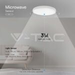 V-TAC VT-76631 24W LED Плафон Кръг Микровълнов Сензор Бяла Рамка 4000К IP44