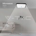 V-TAC VT-76741 36W LED Плафон Квадрат Микровълнов Сензор Черна Рамка 4000К IP44