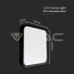 V-TAC VT-76741 36W LED Плафон Квадрат Микровълнов Сензор Черна Рамка 4000К IP44