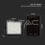 V-TAC VT-7821 6W LED Соларен Прожектор 6400K Сменяема Батерия Черно Тяло