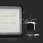 V-TAC VT-7821 6W LED Соларен Прожектор 6400K Сменяема Батерия Черно Тяло