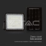 V-TAC VT-7821 6W LED Соларен Прожектор 6400K Сменяема Батерия Черно Тяло