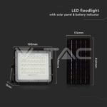 V-TAC VT-7823 10W LED Соларен Прожектор 6400K Сменяема Батерия Черно Тяло