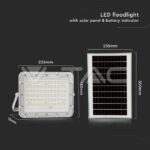 V-TAC VT-7843 15W LED Соларен Прожектор 6400K Сменяема Батерия Бяло Тяло