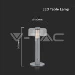 V-TAC VT-7944 LED Настолна Лампа 1800mAh Батерия 150 x 300 3 в 1 Сиво Тяло