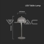 V-TAC VT-7987 LED Настолна Лампа 1800mAh Батерия 115x300 3 в 1 Сиво Тяло