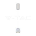 V-TAC VT-7995 8.5W LED Висяща Лампа Φ100 Регулируемо Въже Touch On/Off Сиво Тяло 3000K