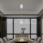 V-TAC VT-7995 8.5W LED Висяща Лампа Φ100 Регулируемо Въже Touch On/Off Сиво Тяло 3000K